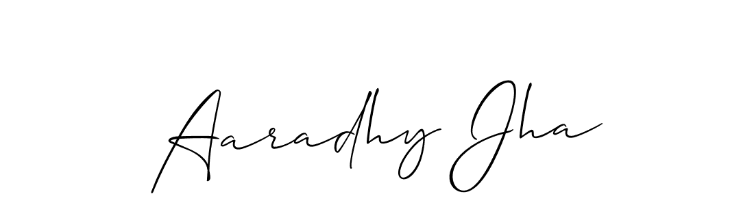 The best way (Allison_Script) to make a short signature is to pick only two or three words in your name. The name Aaradhy Jha include a total of six letters. For converting this name. Aaradhy Jha signature style 2 images and pictures png