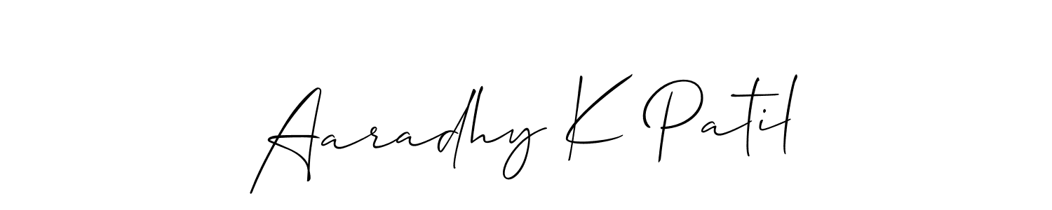Design your own signature with our free online signature maker. With this signature software, you can create a handwritten (Allison_Script) signature for name Aaradhy K Patil. Aaradhy K Patil signature style 2 images and pictures png