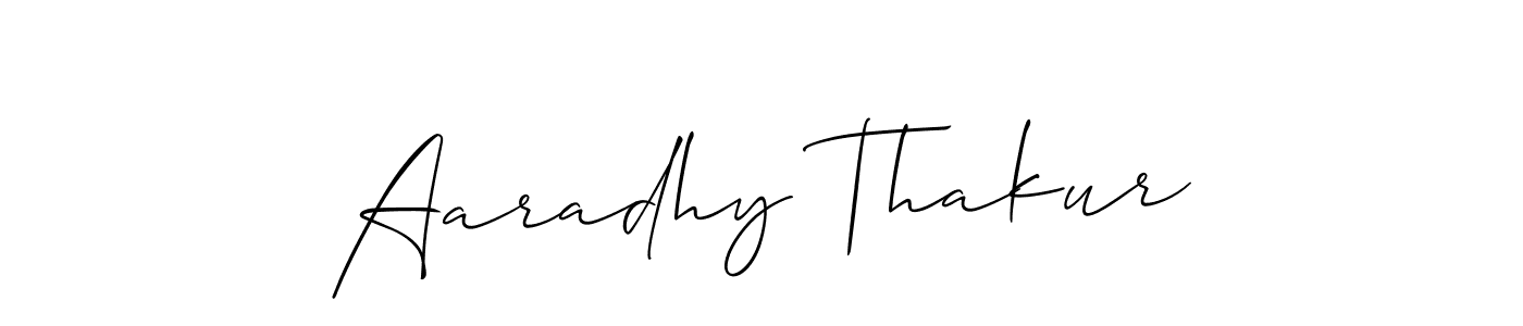 Allison_Script is a professional signature style that is perfect for those who want to add a touch of class to their signature. It is also a great choice for those who want to make their signature more unique. Get Aaradhy Thakur name to fancy signature for free. Aaradhy Thakur signature style 2 images and pictures png