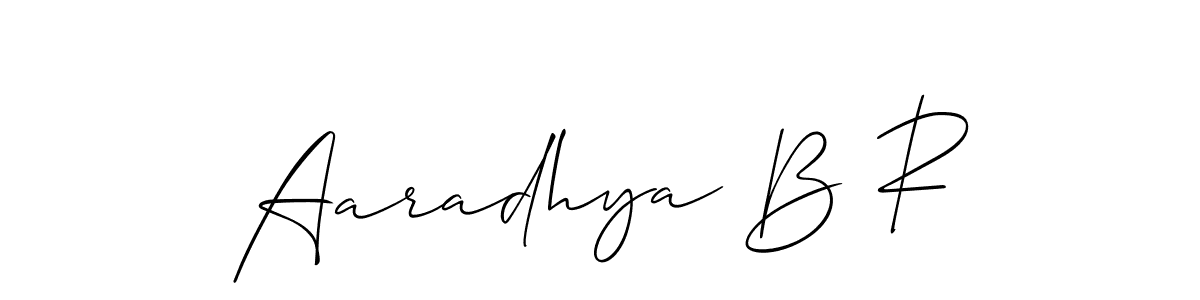 Design your own signature with our free online signature maker. With this signature software, you can create a handwritten (Allison_Script) signature for name Aaradhya B R. Aaradhya B R signature style 2 images and pictures png