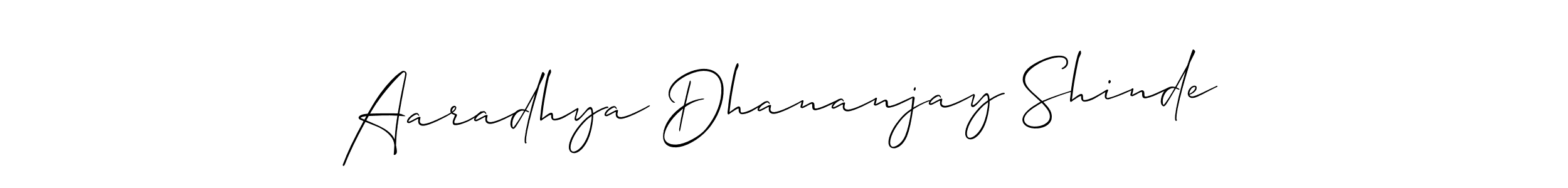 Allison_Script is a professional signature style that is perfect for those who want to add a touch of class to their signature. It is also a great choice for those who want to make their signature more unique. Get Aaradhya Dhananjay Shinde name to fancy signature for free. Aaradhya Dhananjay Shinde signature style 2 images and pictures png