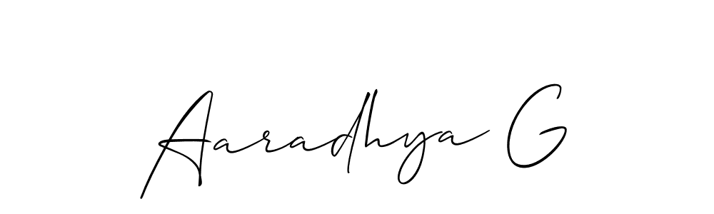 How to make Aaradhya G signature? Allison_Script is a professional autograph style. Create handwritten signature for Aaradhya G name. Aaradhya G signature style 2 images and pictures png