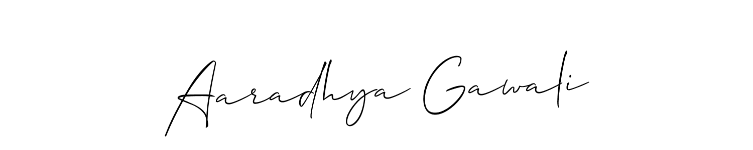 Allison_Script is a professional signature style that is perfect for those who want to add a touch of class to their signature. It is also a great choice for those who want to make their signature more unique. Get Aaradhya Gawali name to fancy signature for free. Aaradhya Gawali signature style 2 images and pictures png
