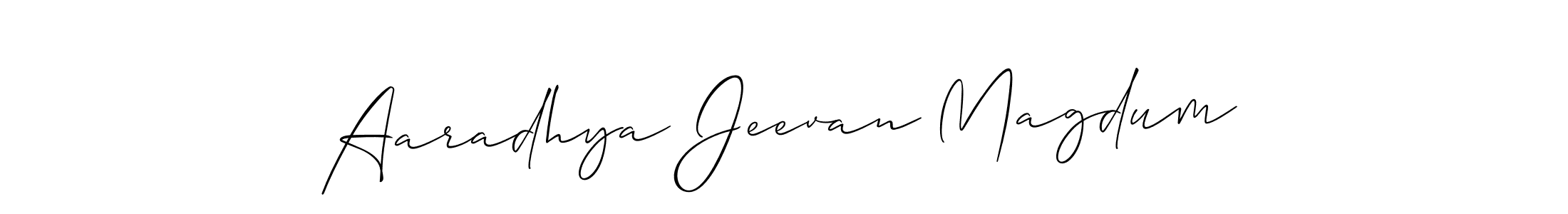 Make a beautiful signature design for name Aaradhya Jeevan Magdum. With this signature (Allison_Script) style, you can create a handwritten signature for free. Aaradhya Jeevan Magdum signature style 2 images and pictures png