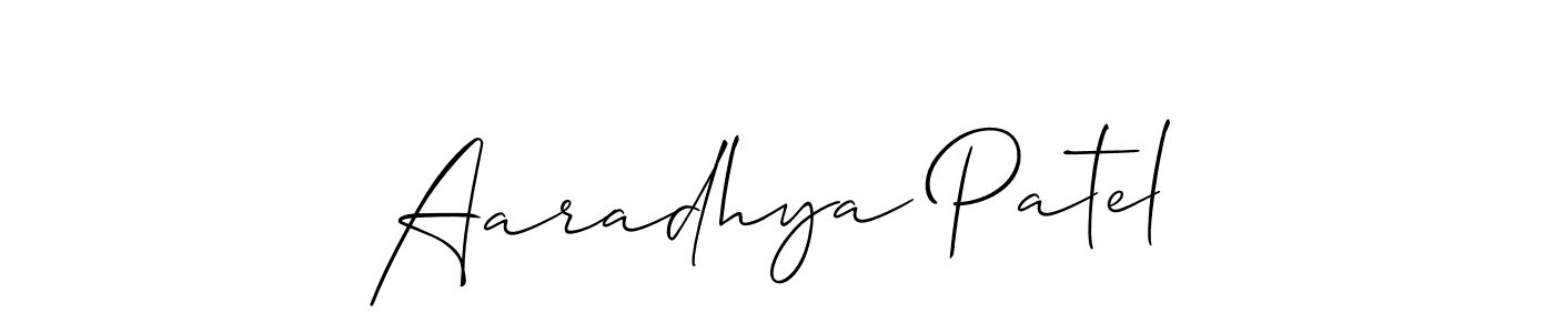 Design your own signature with our free online signature maker. With this signature software, you can create a handwritten (Allison_Script) signature for name Aaradhya Patel. Aaradhya Patel signature style 2 images and pictures png