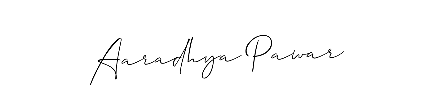 Use a signature maker to create a handwritten signature online. With this signature software, you can design (Allison_Script) your own signature for name Aaradhya Pawar. Aaradhya Pawar signature style 2 images and pictures png