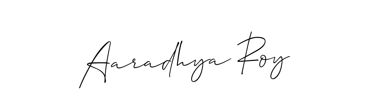 Use a signature maker to create a handwritten signature online. With this signature software, you can design (Allison_Script) your own signature for name Aaradhya Roy. Aaradhya Roy signature style 2 images and pictures png