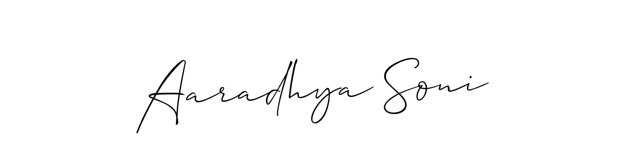 The best way (Allison_Script) to make a short signature is to pick only two or three words in your name. The name Aaradhya Soni include a total of six letters. For converting this name. Aaradhya Soni signature style 2 images and pictures png