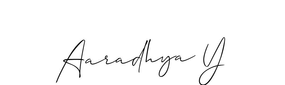 Also we have Aaradhya Y name is the best signature style. Create professional handwritten signature collection using Allison_Script autograph style. Aaradhya Y signature style 2 images and pictures png