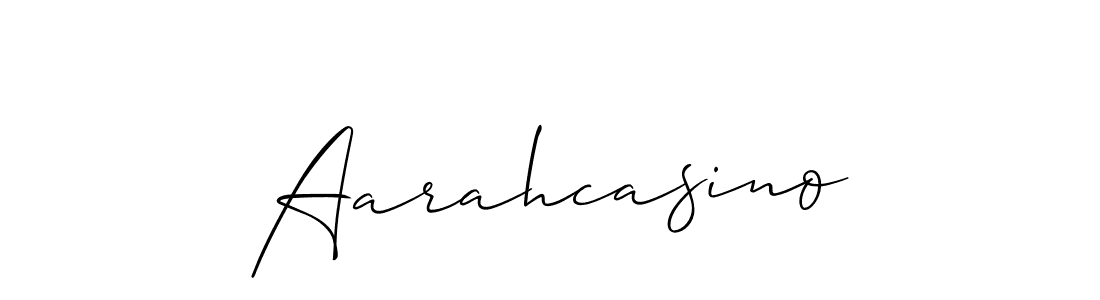 How to make Aarahcasino signature? Allison_Script is a professional autograph style. Create handwritten signature for Aarahcasino name. Aarahcasino signature style 2 images and pictures png