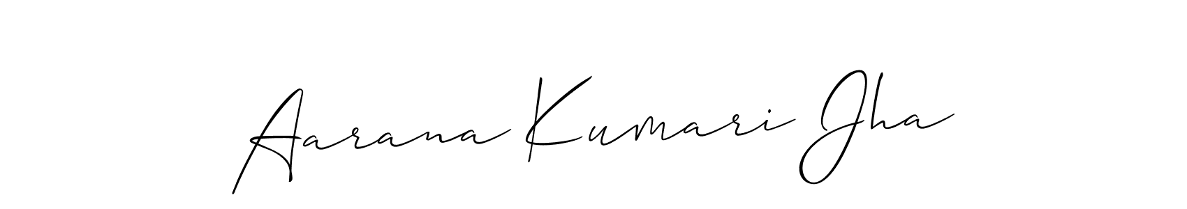 You should practise on your own different ways (Allison_Script) to write your name (Aarana Kumari Jha) in signature. don't let someone else do it for you. Aarana Kumari Jha signature style 2 images and pictures png