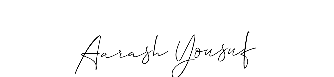 Create a beautiful signature design for name Aarash Yousuf. With this signature (Allison_Script) fonts, you can make a handwritten signature for free. Aarash Yousuf signature style 2 images and pictures png