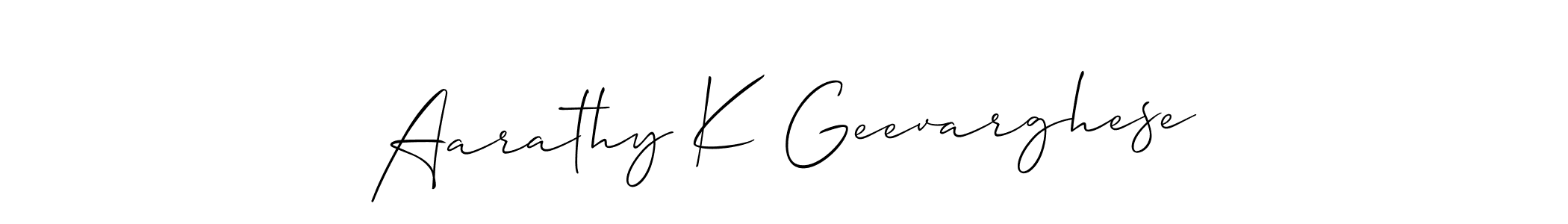 How to Draw Aarathy K Geevarghese signature style? Allison_Script is a latest design signature styles for name Aarathy K Geevarghese. Aarathy K Geevarghese signature style 2 images and pictures png