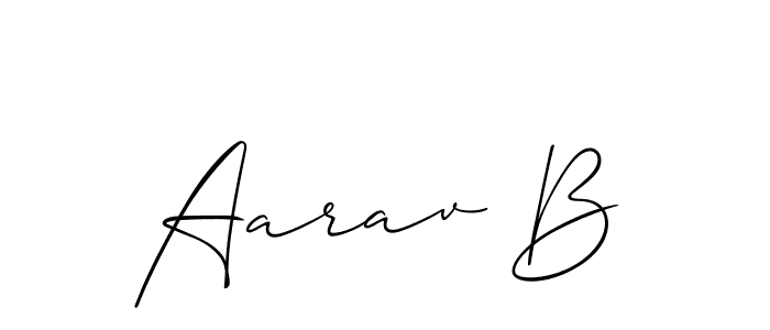 How to make Aarav B name signature. Use Allison_Script style for creating short signs online. This is the latest handwritten sign. Aarav B signature style 2 images and pictures png