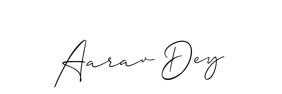 The best way (Allison_Script) to make a short signature is to pick only two or three words in your name. The name Aarav Dey include a total of six letters. For converting this name. Aarav Dey signature style 2 images and pictures png