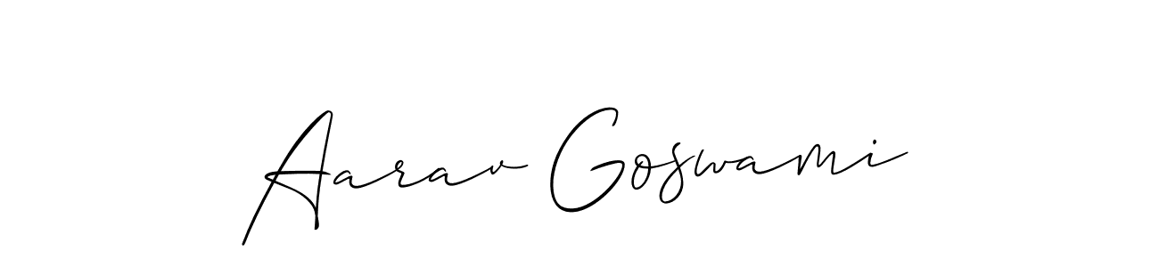 Create a beautiful signature design for name Aarav Goswami. With this signature (Allison_Script) fonts, you can make a handwritten signature for free. Aarav Goswami signature style 2 images and pictures png