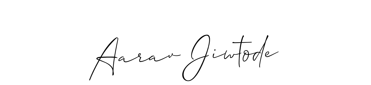 Allison_Script is a professional signature style that is perfect for those who want to add a touch of class to their signature. It is also a great choice for those who want to make their signature more unique. Get Aarav Jiwtode name to fancy signature for free. Aarav Jiwtode signature style 2 images and pictures png