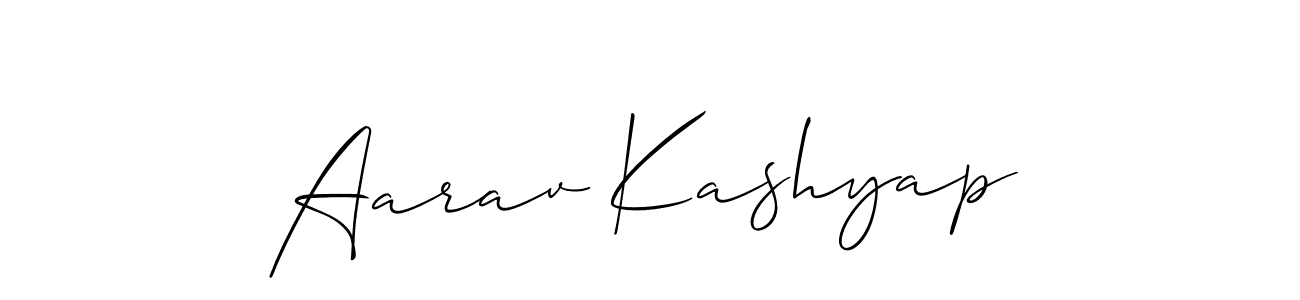 Allison_Script is a professional signature style that is perfect for those who want to add a touch of class to their signature. It is also a great choice for those who want to make their signature more unique. Get Aarav Kashyap name to fancy signature for free. Aarav Kashyap signature style 2 images and pictures png