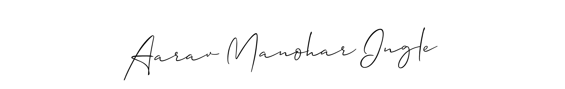 Also You can easily find your signature by using the search form. We will create Aarav Manohar Ingle name handwritten signature images for you free of cost using Allison_Script sign style. Aarav Manohar Ingle signature style 2 images and pictures png