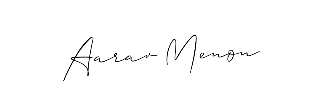 Use a signature maker to create a handwritten signature online. With this signature software, you can design (Allison_Script) your own signature for name Aarav Menon. Aarav Menon signature style 2 images and pictures png