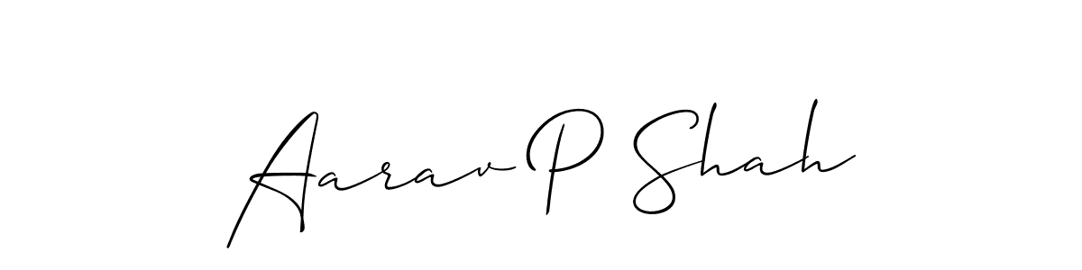 if you are searching for the best signature style for your name Aarav P Shah. so please give up your signature search. here we have designed multiple signature styles  using Allison_Script. Aarav P Shah signature style 2 images and pictures png
