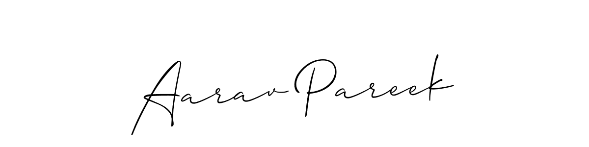 This is the best signature style for the Aarav Pareek name. Also you like these signature font (Allison_Script). Mix name signature. Aarav Pareek signature style 2 images and pictures png