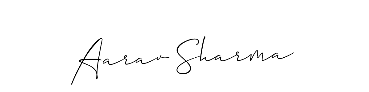 How to make Aarav Sharma name signature. Use Allison_Script style for creating short signs online. This is the latest handwritten sign. Aarav Sharma signature style 2 images and pictures png