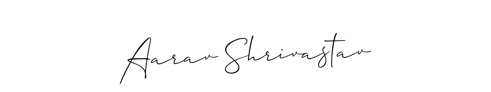 How to make Aarav Shrivastav name signature. Use Allison_Script style for creating short signs online. This is the latest handwritten sign. Aarav Shrivastav signature style 2 images and pictures png