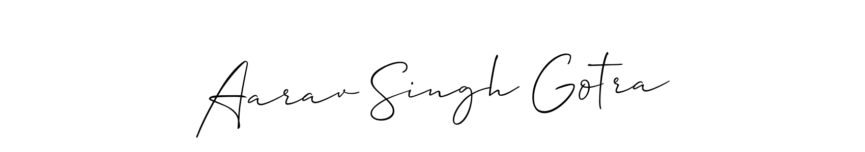 Create a beautiful signature design for name Aarav Singh Gotra. With this signature (Allison_Script) fonts, you can make a handwritten signature for free. Aarav Singh Gotra signature style 2 images and pictures png