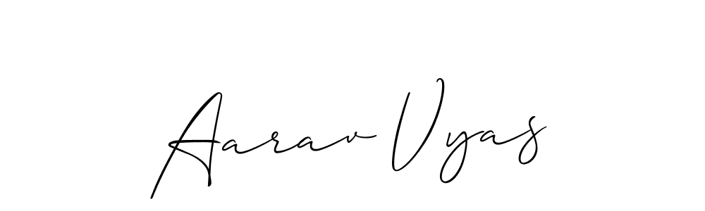 Also we have Aarav Vyas name is the best signature style. Create professional handwritten signature collection using Allison_Script autograph style. Aarav Vyas signature style 2 images and pictures png