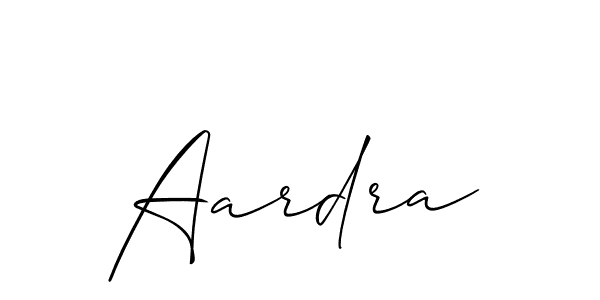 Use a signature maker to create a handwritten signature online. With this signature software, you can design (Allison_Script) your own signature for name Aardra. Aardra signature style 2 images and pictures png