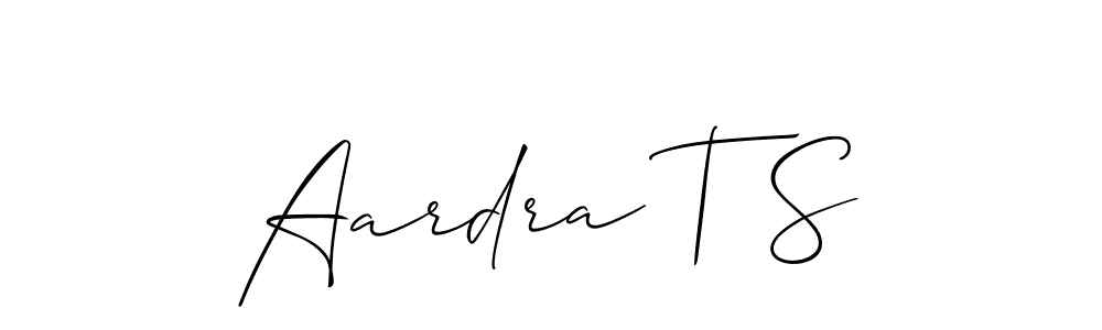 It looks lik you need a new signature style for name Aardra T S. Design unique handwritten (Allison_Script) signature with our free signature maker in just a few clicks. Aardra T S signature style 2 images and pictures png