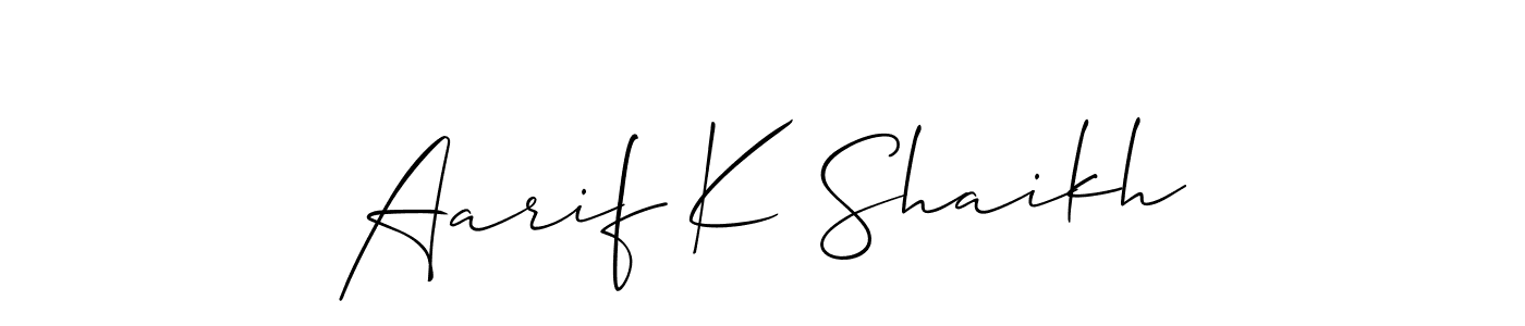 Make a beautiful signature design for name Aarif K Shaikh. Use this online signature maker to create a handwritten signature for free. Aarif K Shaikh signature style 2 images and pictures png