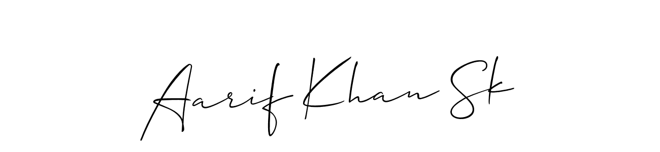 Make a beautiful signature design for name Aarif Khan Sk. With this signature (Allison_Script) style, you can create a handwritten signature for free. Aarif Khan Sk signature style 2 images and pictures png