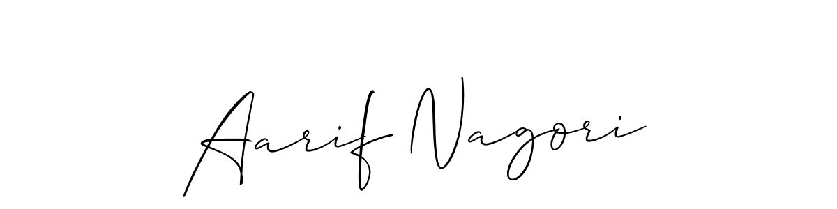 Allison_Script is a professional signature style that is perfect for those who want to add a touch of class to their signature. It is also a great choice for those who want to make their signature more unique. Get Aarif Nagori name to fancy signature for free. Aarif Nagori signature style 2 images and pictures png