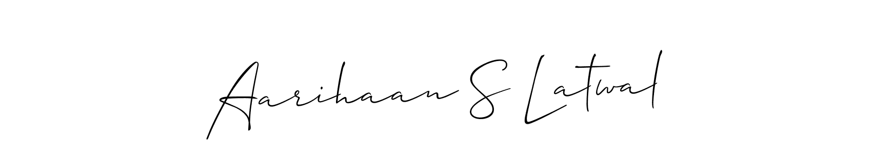 How to make Aarihaan S Latwal name signature. Use Allison_Script style for creating short signs online. This is the latest handwritten sign. Aarihaan S Latwal signature style 2 images and pictures png