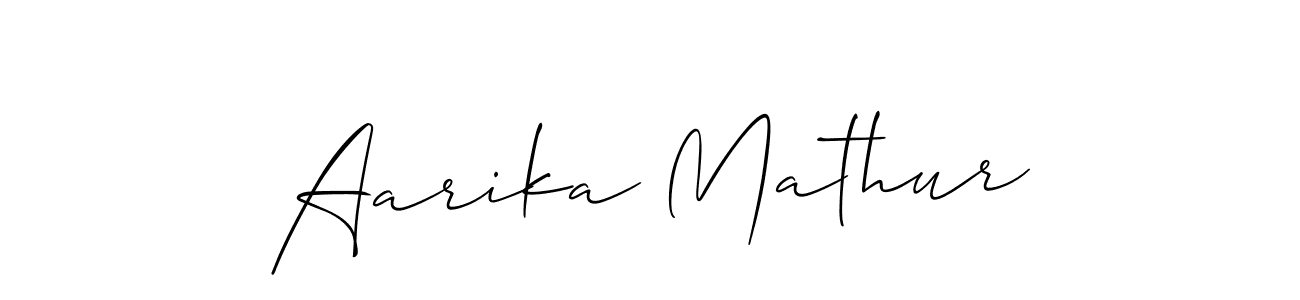 Design your own signature with our free online signature maker. With this signature software, you can create a handwritten (Allison_Script) signature for name Aarika Mathur. Aarika Mathur signature style 2 images and pictures png
