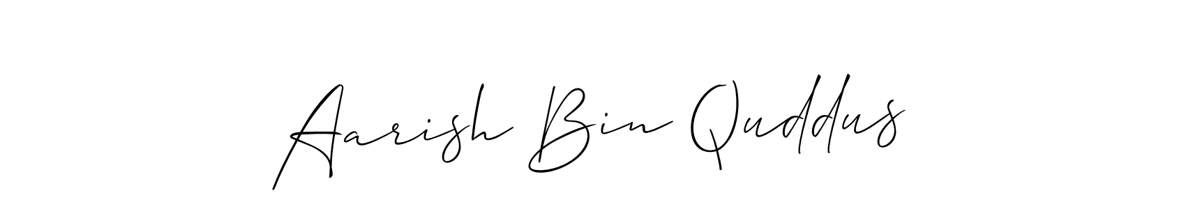 Use a signature maker to create a handwritten signature online. With this signature software, you can design (Allison_Script) your own signature for name Aarish Bin Quddus. Aarish Bin Quddus signature style 2 images and pictures png