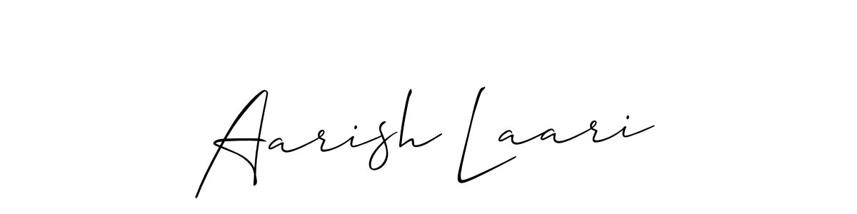 if you are searching for the best signature style for your name Aarish Laari. so please give up your signature search. here we have designed multiple signature styles  using Allison_Script. Aarish Laari signature style 2 images and pictures png