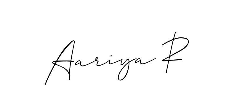 It looks lik you need a new signature style for name Aariya R. Design unique handwritten (Allison_Script) signature with our free signature maker in just a few clicks. Aariya R signature style 2 images and pictures png