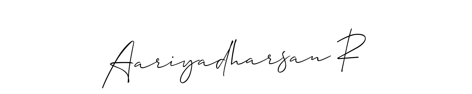 Aariyadharsan R stylish signature style. Best Handwritten Sign (Allison_Script) for my name. Handwritten Signature Collection Ideas for my name Aariyadharsan R. Aariyadharsan R signature style 2 images and pictures png