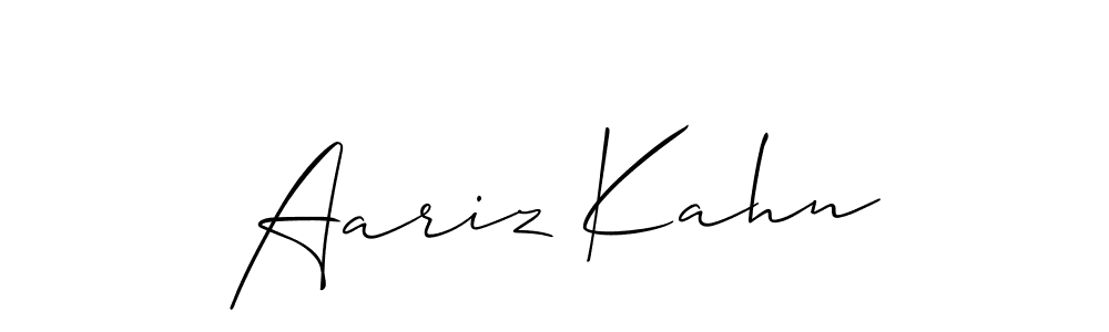 Make a short Aariz Kahn signature style. Manage your documents anywhere anytime using Allison_Script. Create and add eSignatures, submit forms, share and send files easily. Aariz Kahn signature style 2 images and pictures png