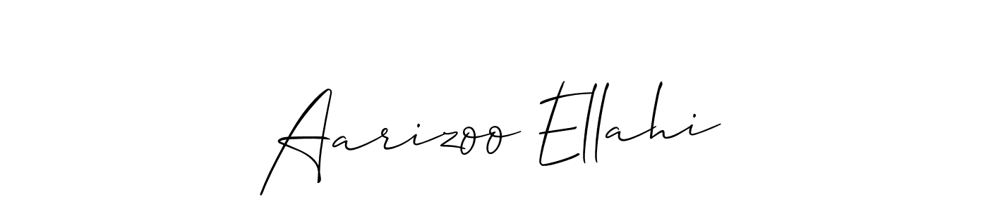 How to make Aarizoo Ellahi name signature. Use Allison_Script style for creating short signs online. This is the latest handwritten sign. Aarizoo Ellahi signature style 2 images and pictures png