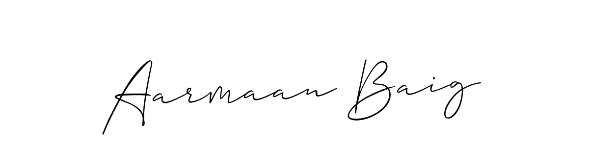 Design your own signature with our free online signature maker. With this signature software, you can create a handwritten (Allison_Script) signature for name Aarmaan Baig. Aarmaan Baig signature style 2 images and pictures png