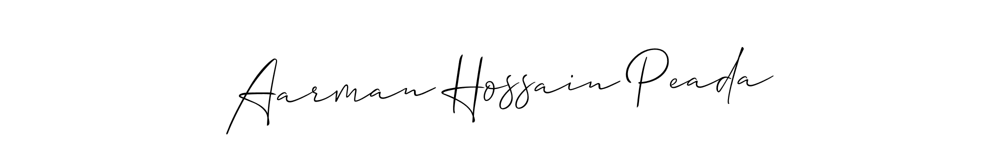 Create a beautiful signature design for name Aarman Hossain Peada. With this signature (Allison_Script) fonts, you can make a handwritten signature for free. Aarman Hossain Peada signature style 2 images and pictures png