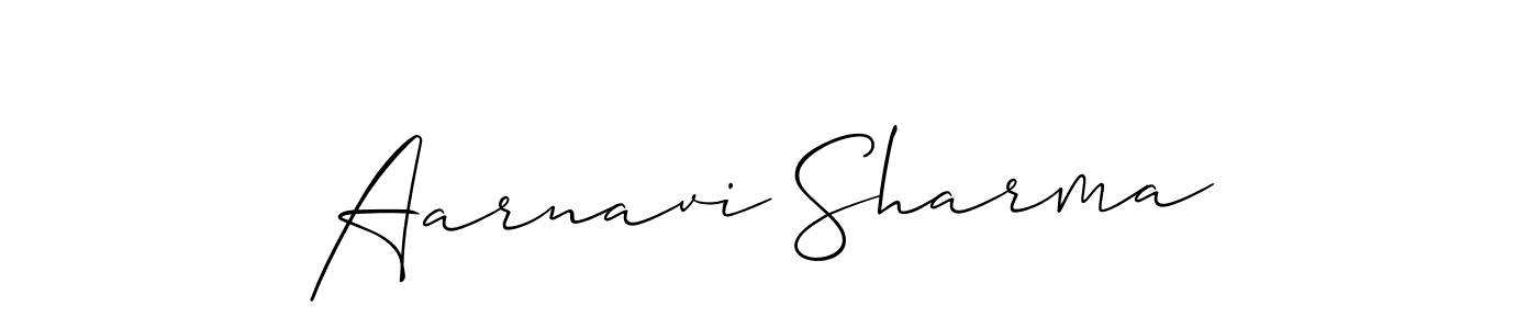 The best way (Allison_Script) to make a short signature is to pick only two or three words in your name. The name Aarnavi Sharma include a total of six letters. For converting this name. Aarnavi Sharma signature style 2 images and pictures png