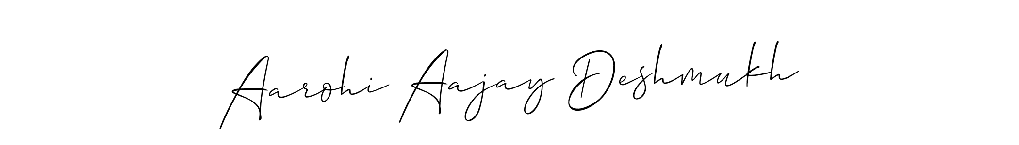 Make a beautiful signature design for name Aarohi Aajay Deshmukh. With this signature (Allison_Script) style, you can create a handwritten signature for free. Aarohi Aajay Deshmukh signature style 2 images and pictures png
