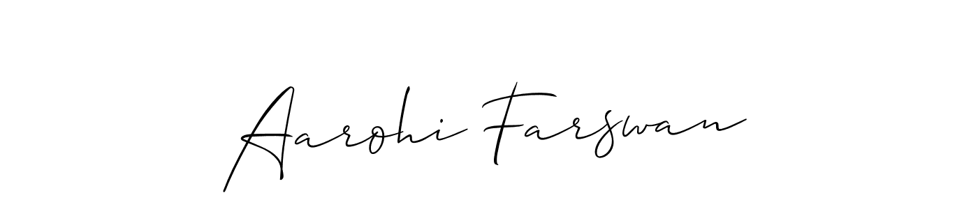 Aarohi Farswan stylish signature style. Best Handwritten Sign (Allison_Script) for my name. Handwritten Signature Collection Ideas for my name Aarohi Farswan. Aarohi Farswan signature style 2 images and pictures png