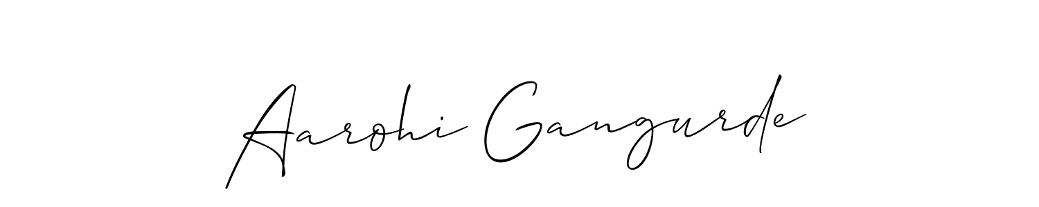 Allison_Script is a professional signature style that is perfect for those who want to add a touch of class to their signature. It is also a great choice for those who want to make their signature more unique. Get Aarohi Gangurde name to fancy signature for free. Aarohi Gangurde signature style 2 images and pictures png