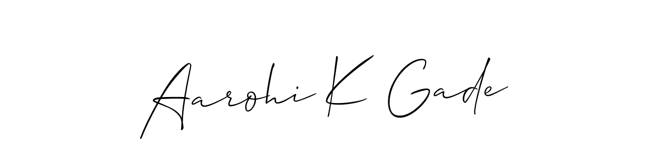 Aarohi K Gade stylish signature style. Best Handwritten Sign (Allison_Script) for my name. Handwritten Signature Collection Ideas for my name Aarohi K Gade. Aarohi K Gade signature style 2 images and pictures png